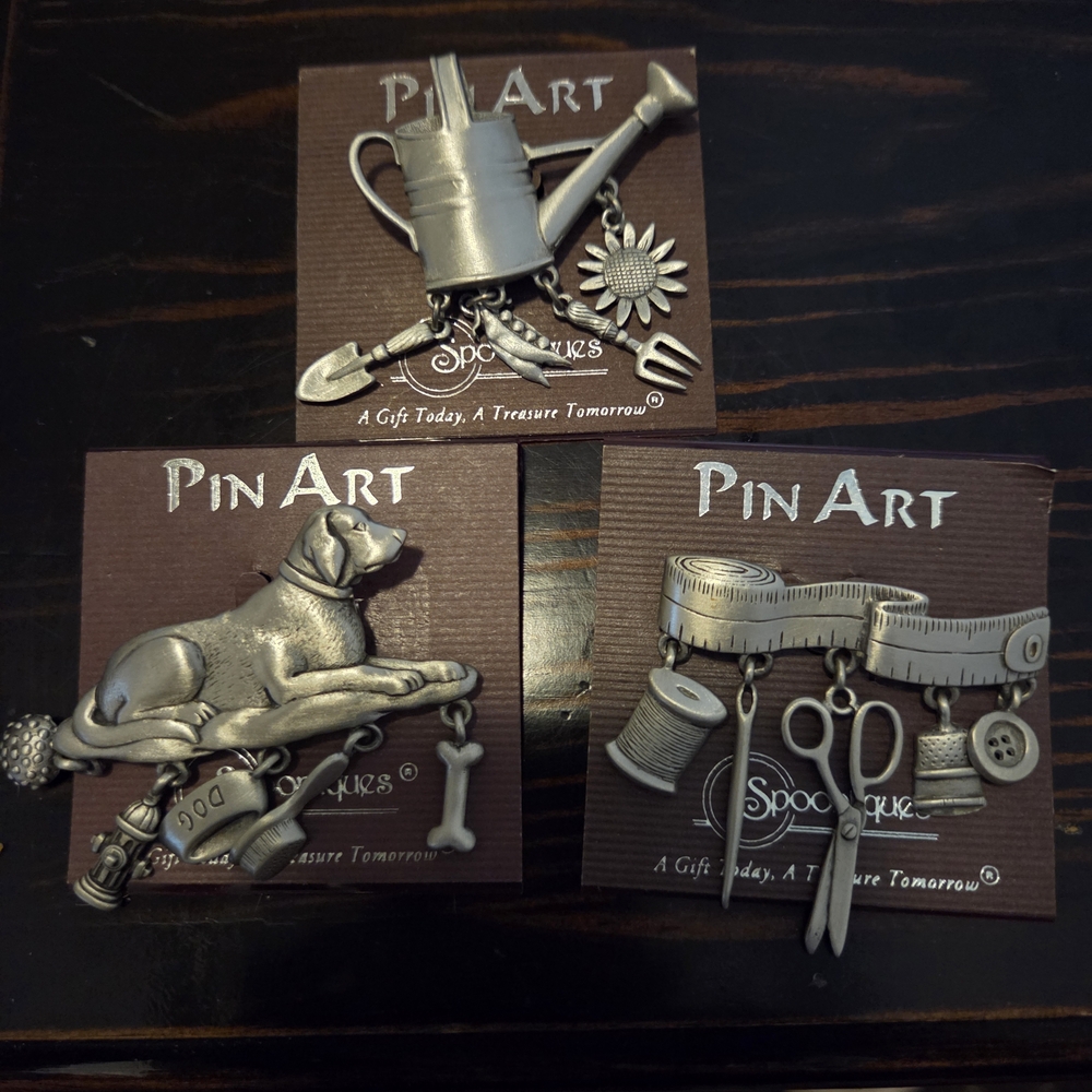 HALLMARK, Pin Art Silver Brooches by Spoontiques